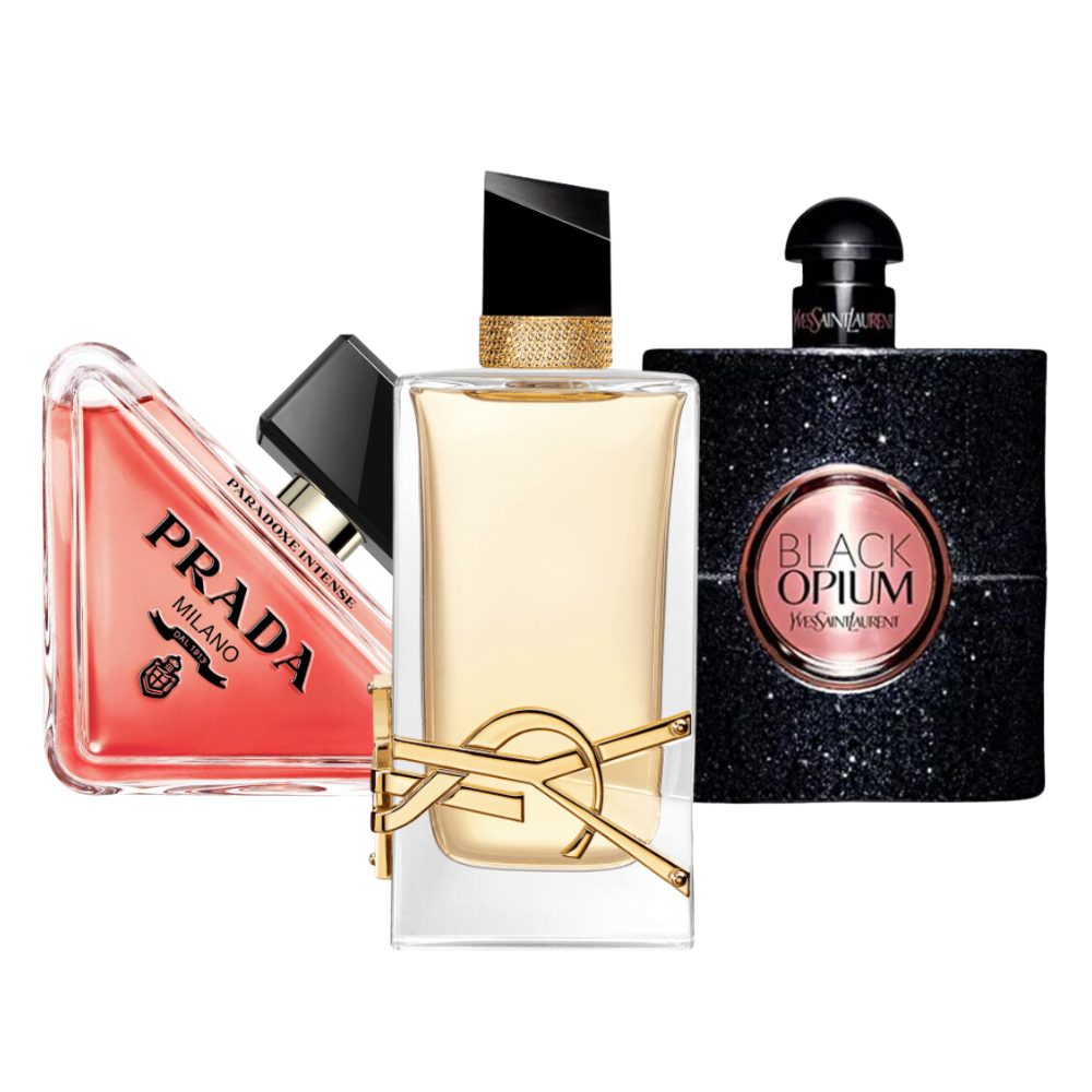 3 Parfums Prada Paradoxe, Black Opium Yves Saint Laurent, Libre - Eau de Toilette - Pour Femmes