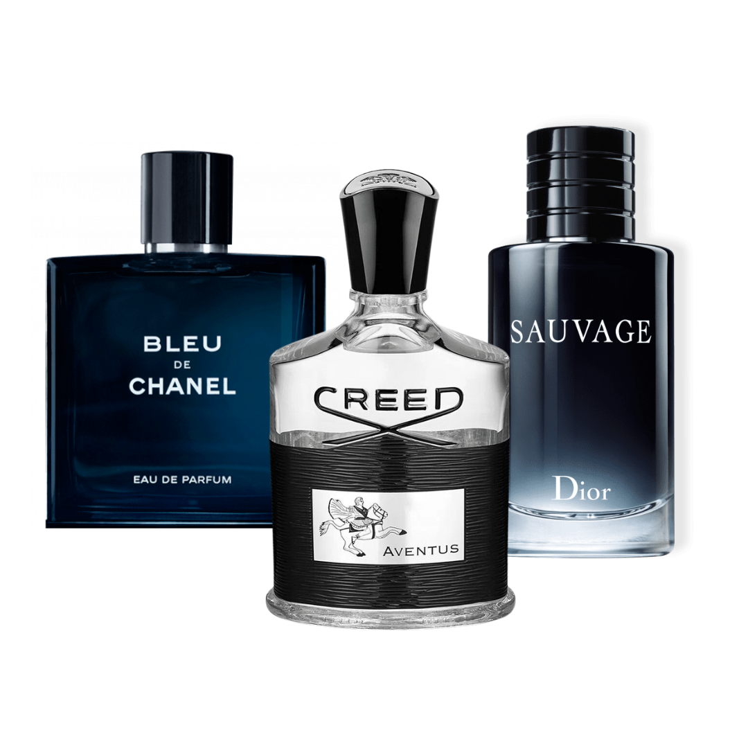 3 Parfums Creed Aventus, Bleu de Chanel, Dior SAUVAGE - Eau de Toilette - Pour Hommes