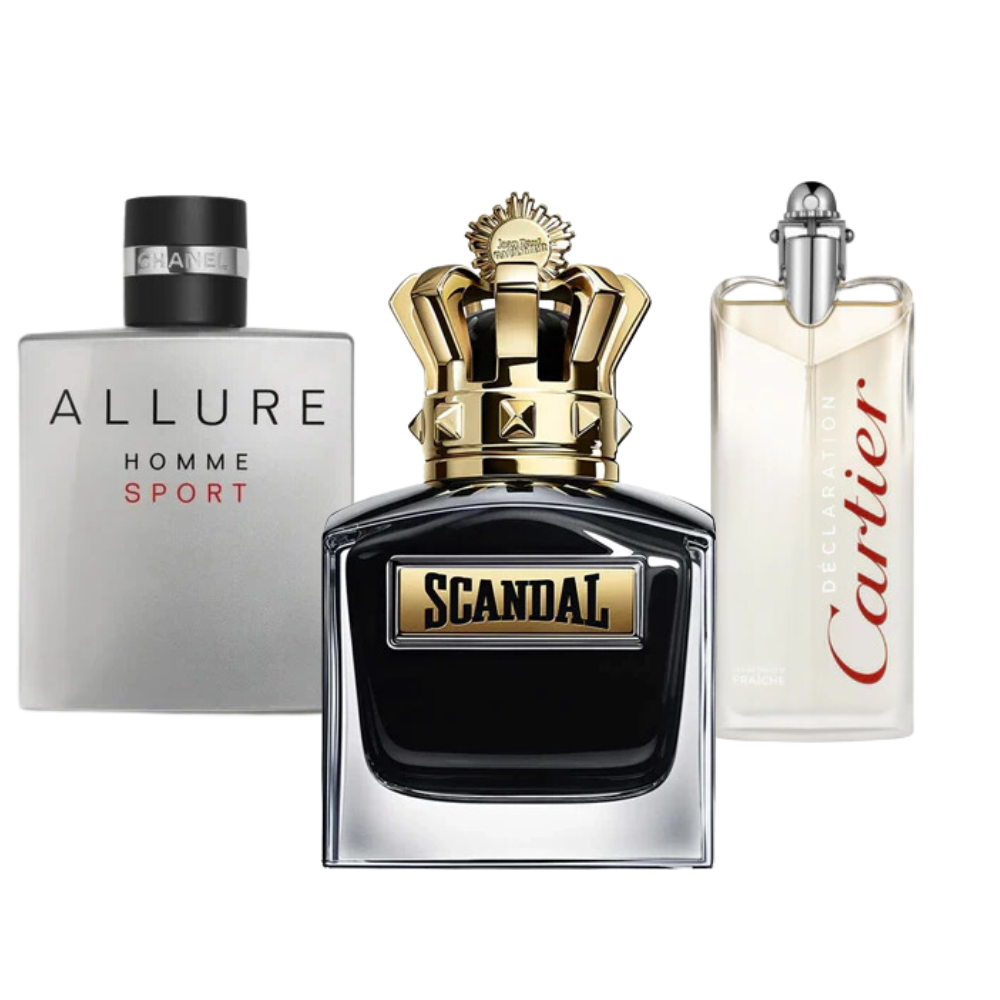 3 Parfums Allure Homme Sport, Jean Paul Gaultier Scandal, Cartier Declaration - Eau de Toilette - Pour Hommes