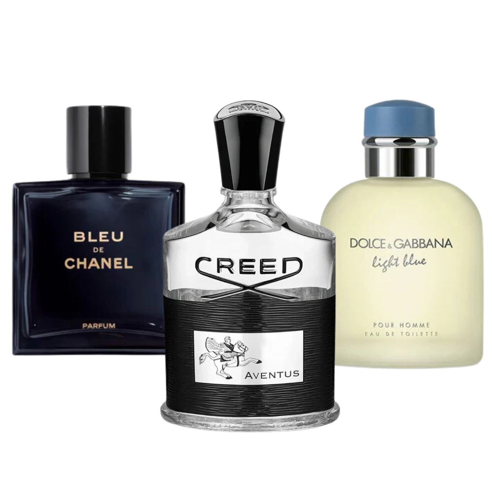 3 Parfums Bleu de Chanel, Creed Aventus, Dolce Gabbana Light Blue - Eau de Parfum - Pour Hommes