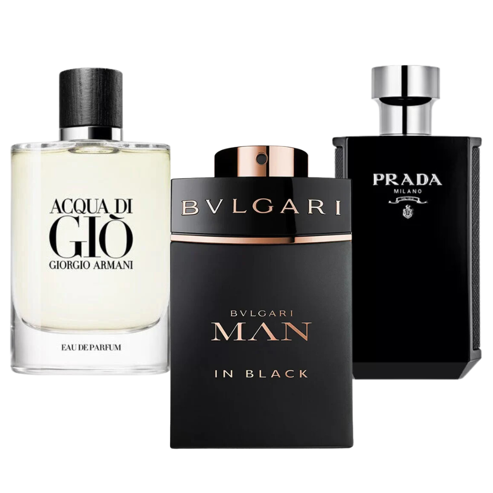 3 Parfums Bvlgari In Black, Giorgio Armani Acqua Di Gio, L'Homme Prada Intense - Eau de Toilette - Pour Hommes