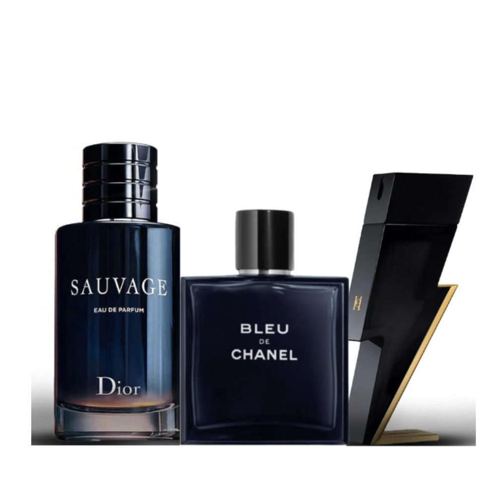 Sauvage Dior + Bleu de Chanel und Bad Boy Carolina Herrera - Eau de Toilette - Pour Hommes