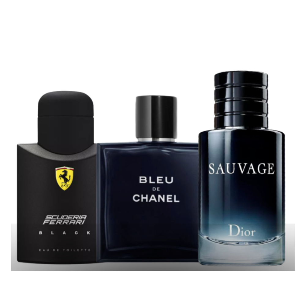 Ferrari Black, Sauvage und Chanel Bleu - Eau de Toilette - Pour Hommes