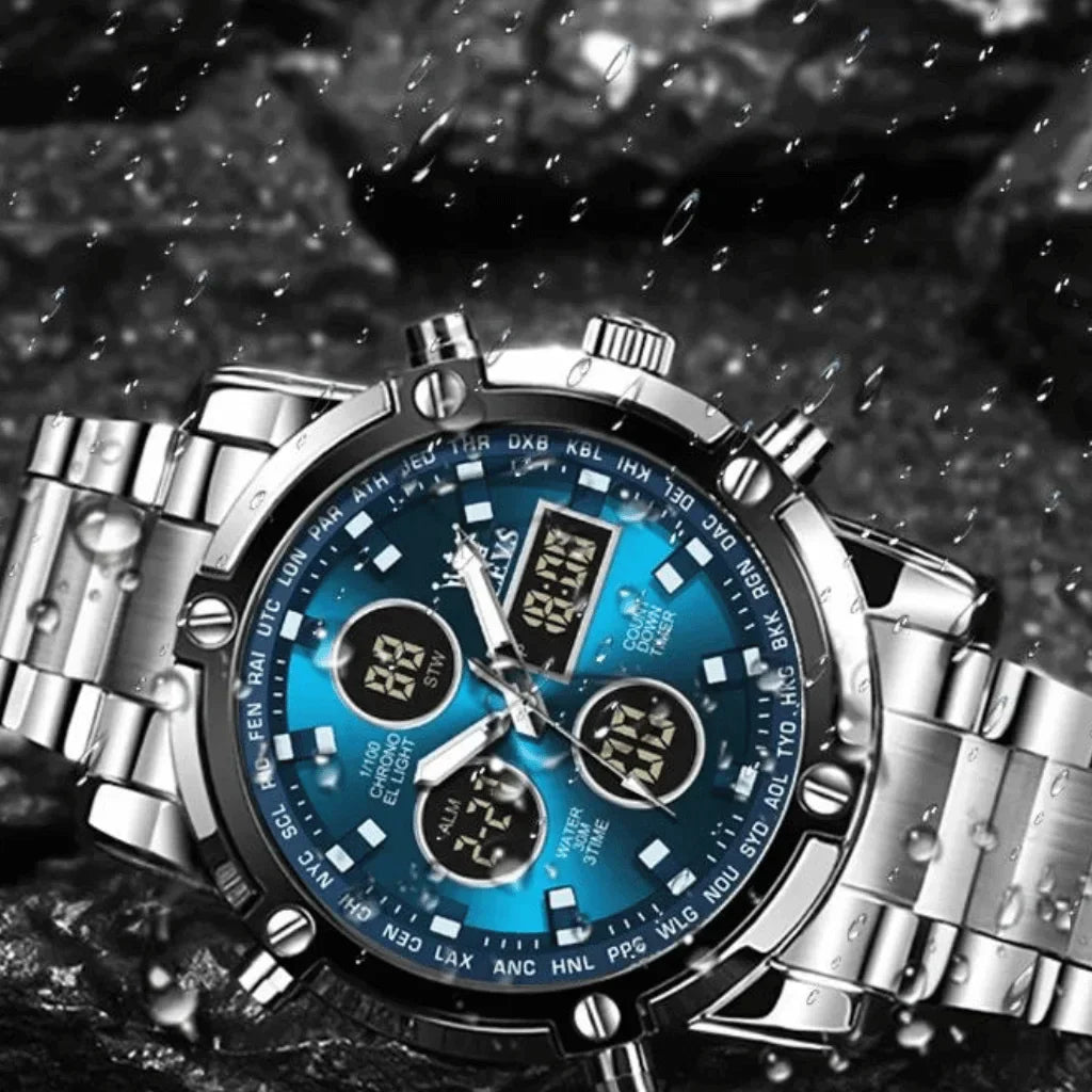 Olevs Montre Homme Chronographe Toulon | Bleue